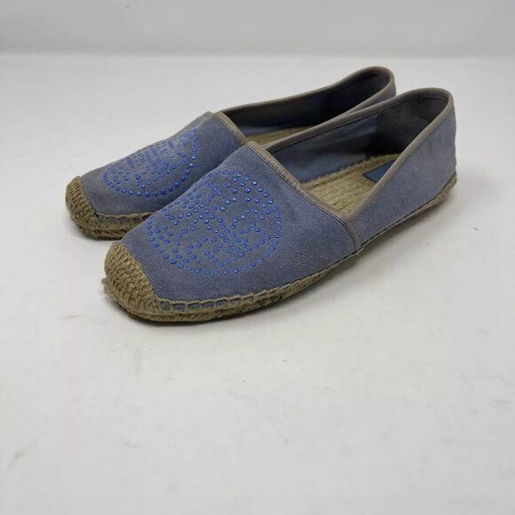 Tory Burch Blue Pashmina Kirby Flat Espadrilles Shoes Slip On Suede - Picture 6 of 10